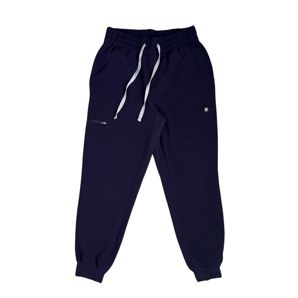 Figs Scrub High Waisted Joggers with Elastic Waist Band - Dark Purple